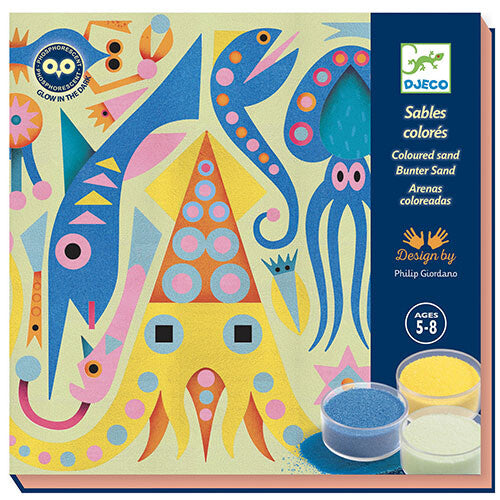 Djeco gekleurd zand glow in the dark - zeedieren