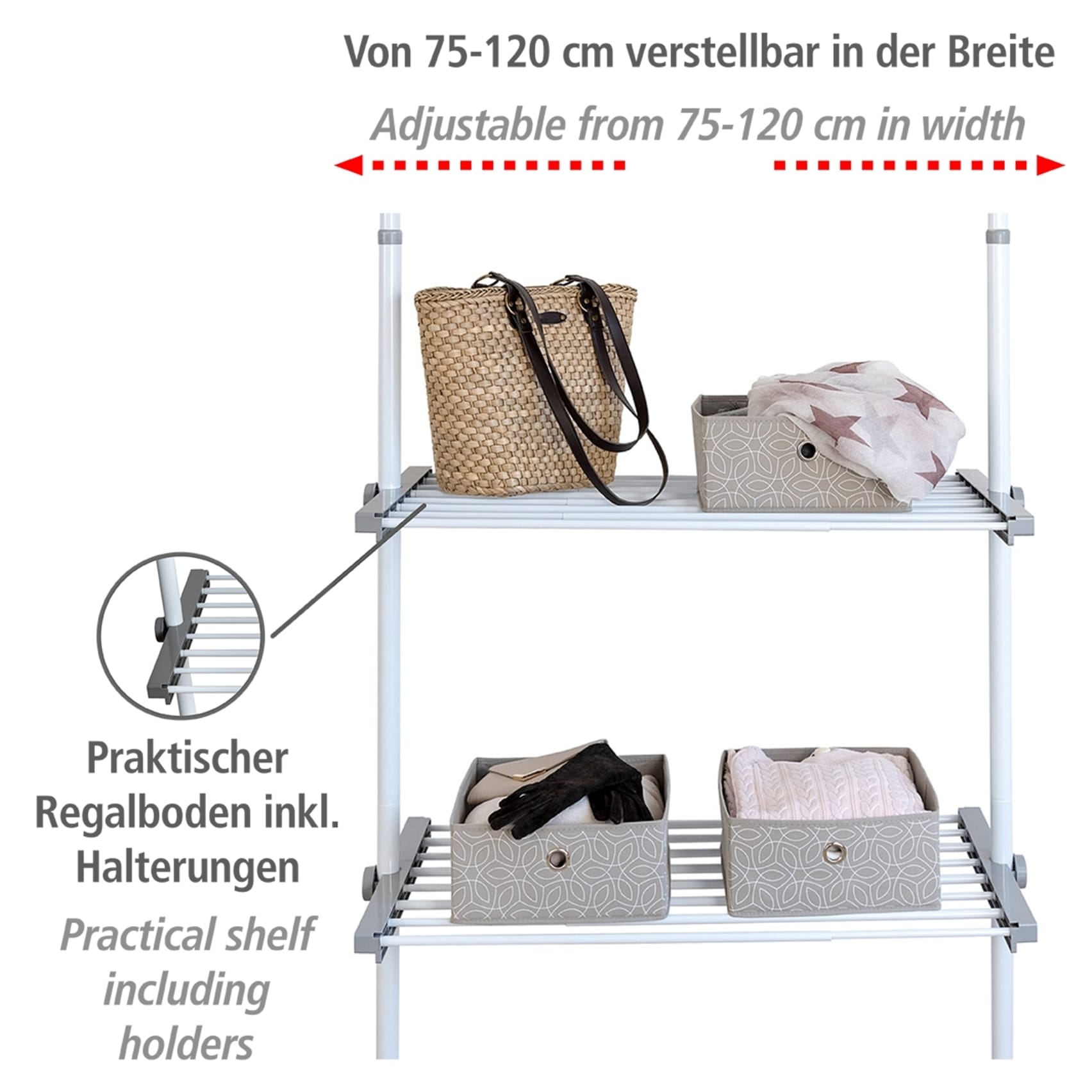 WENKO Teleskopregal »Modell Herkules« ausziehbarer Regalboden, 73-120 cm, passend zur WENKO Herkules-Serie