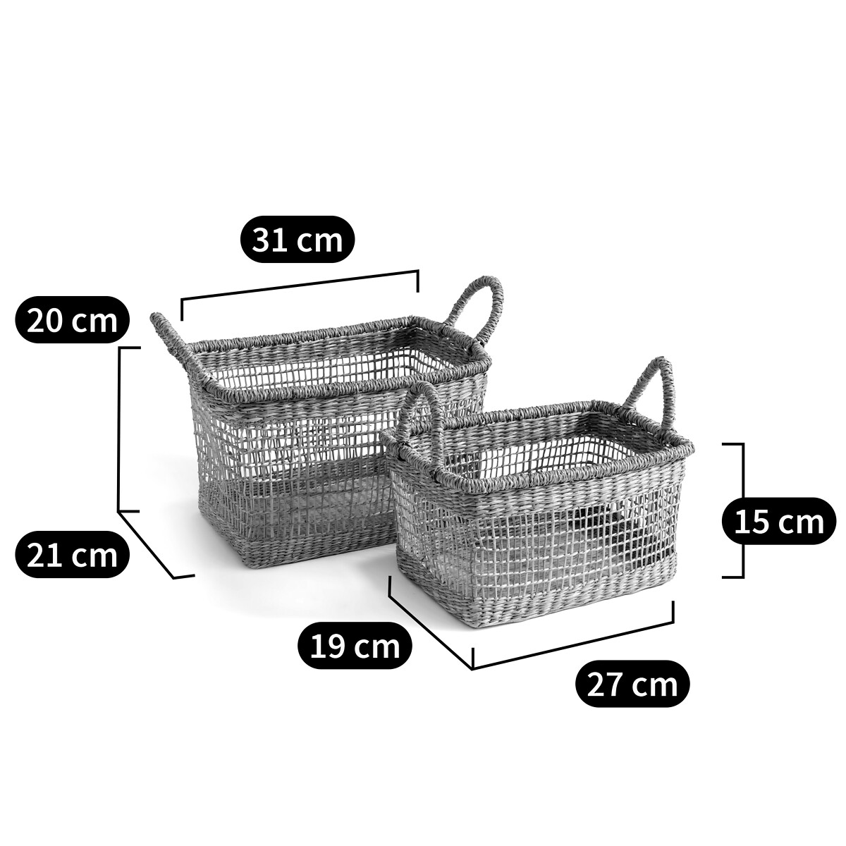 LA REDOUTE INTERIEURS<br>Conjunto de 2 cestos com alças, herbário, Sola