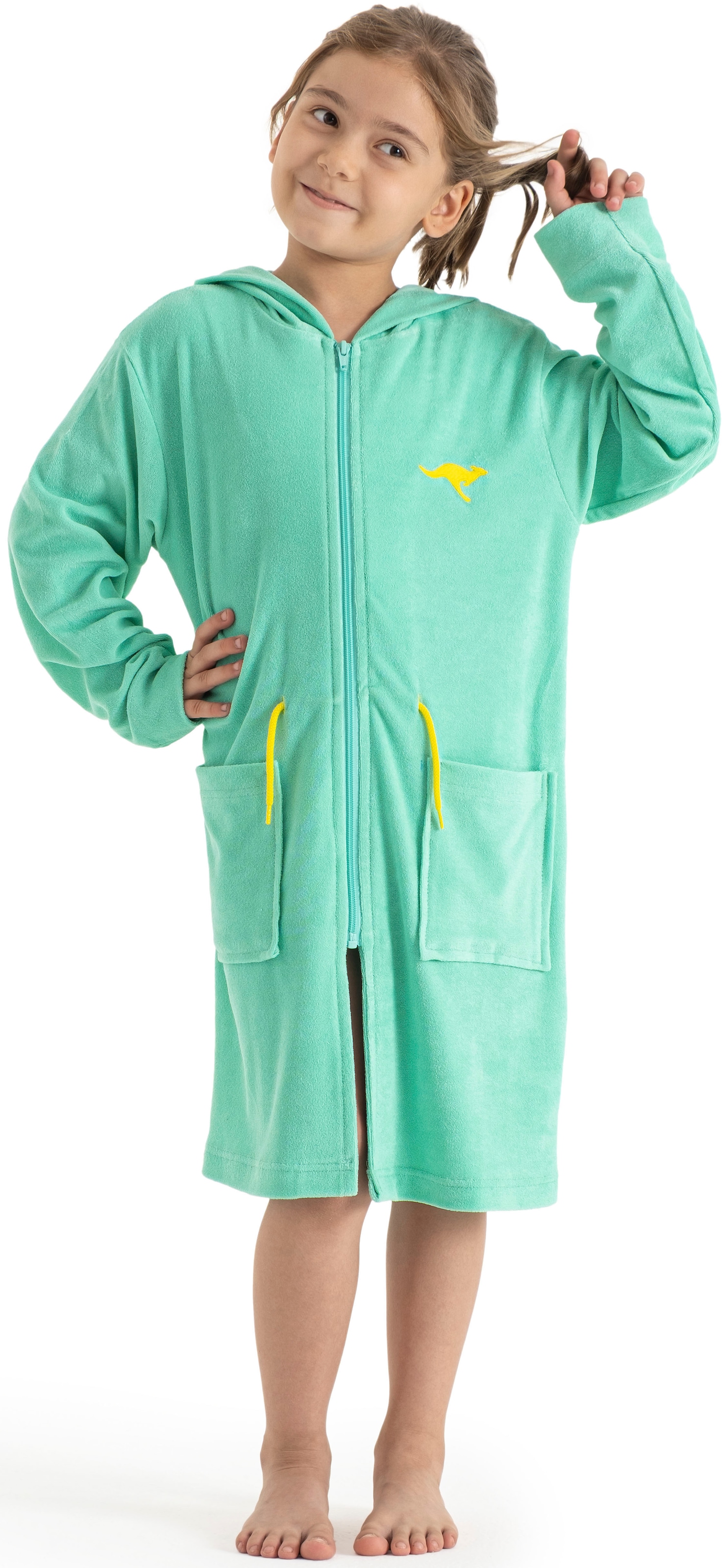 KangaROOS Kinderbademantel »Kira, Ideal für Zuhause, Schwimmbad oder im Urlaub«, 1 Stk. modernen, sportliches Design, leuchtenden Akzenten