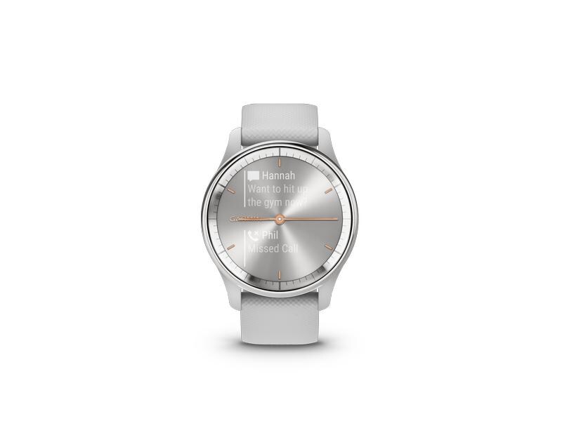 GARMIN Sportuhr Vivomove Trend Weiss/Weiss glanz Hybrid-Smartwatch