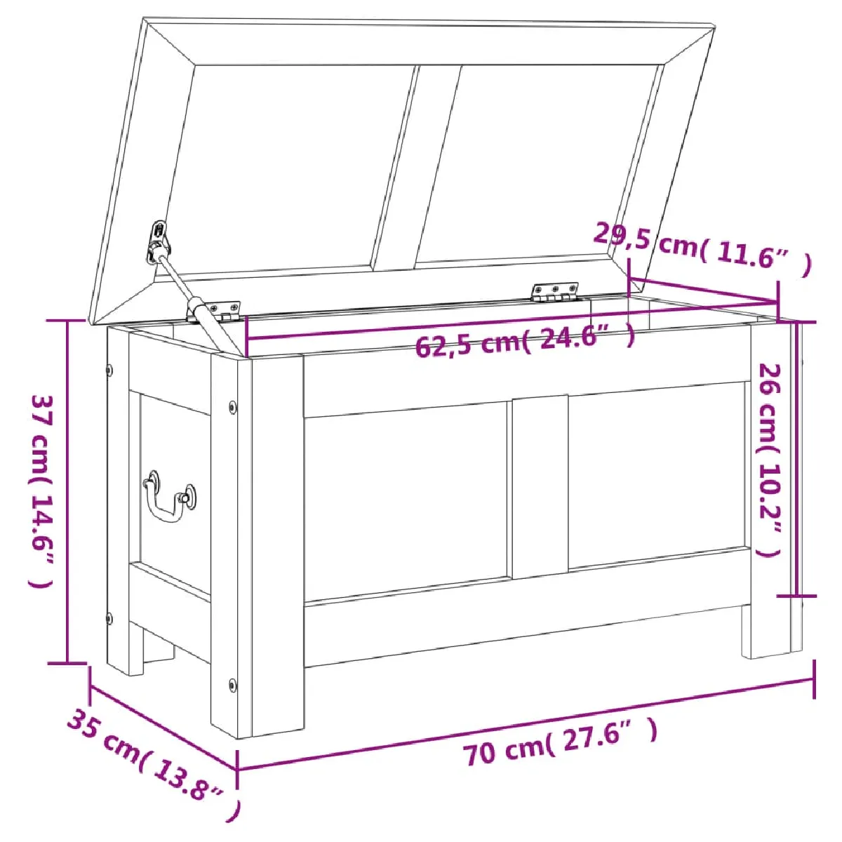 VIDAXL Coffre de Rangement - Bois d'Acacia