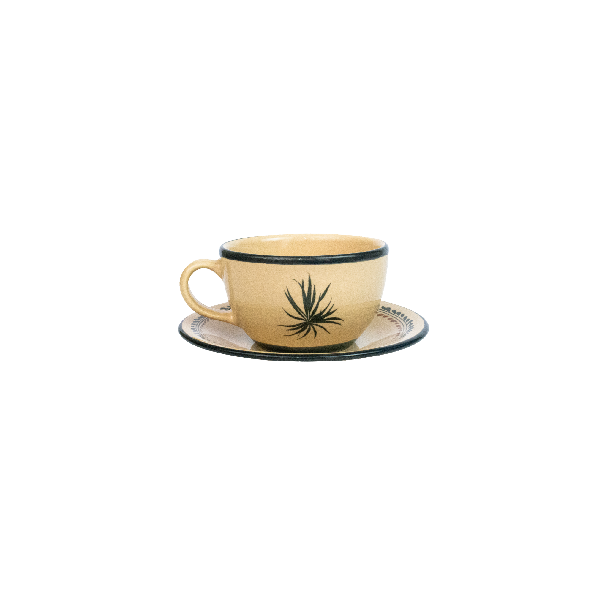 Tasse et assiette à thé en céramique « Ramas Crema » (lot de 4)