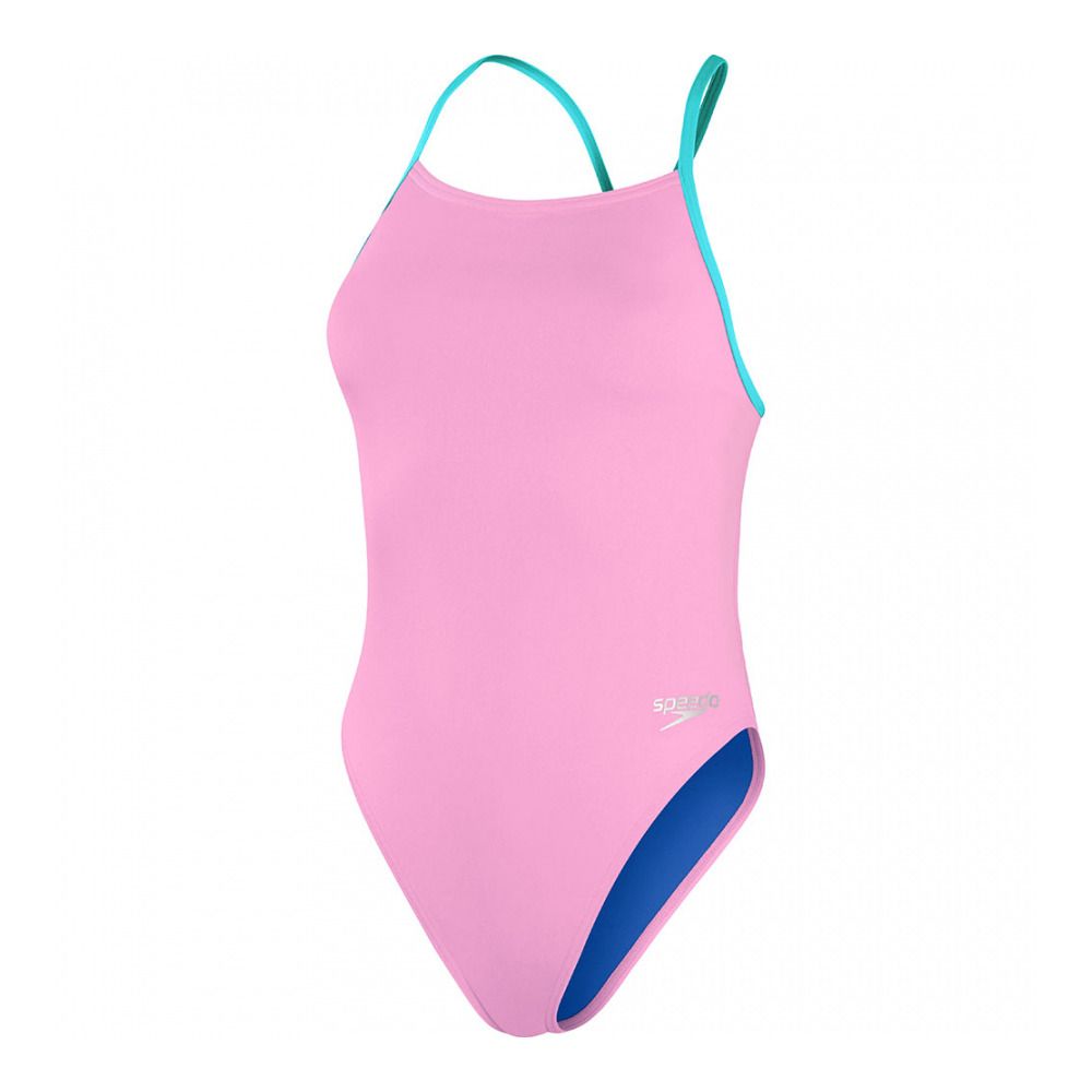 Speedo ECO+ SOLID TIE-BACK - Maillot de bain 1 pièce Femme pink/blue