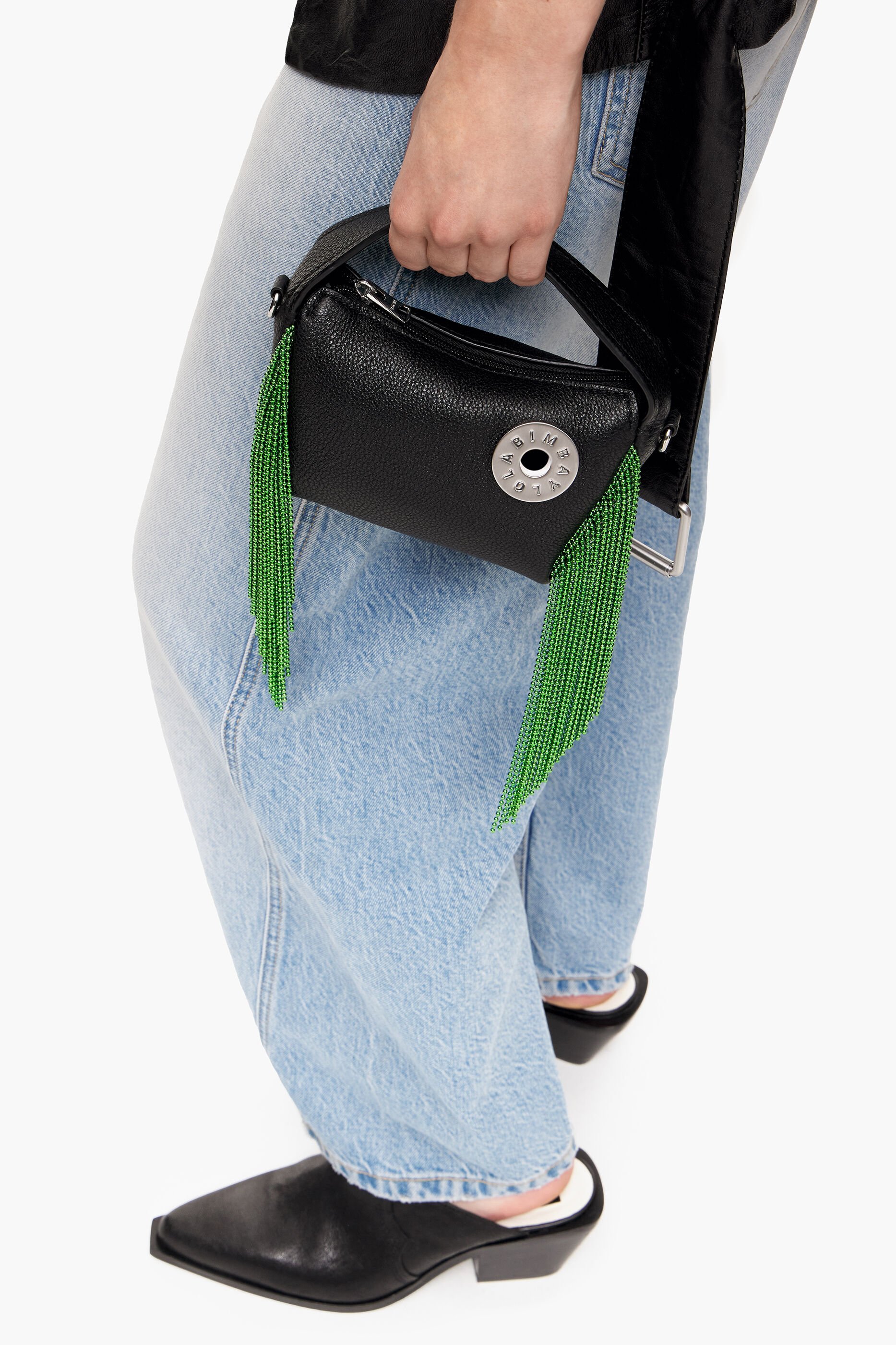 Bolsa hobo de couro preta tamanho XS
