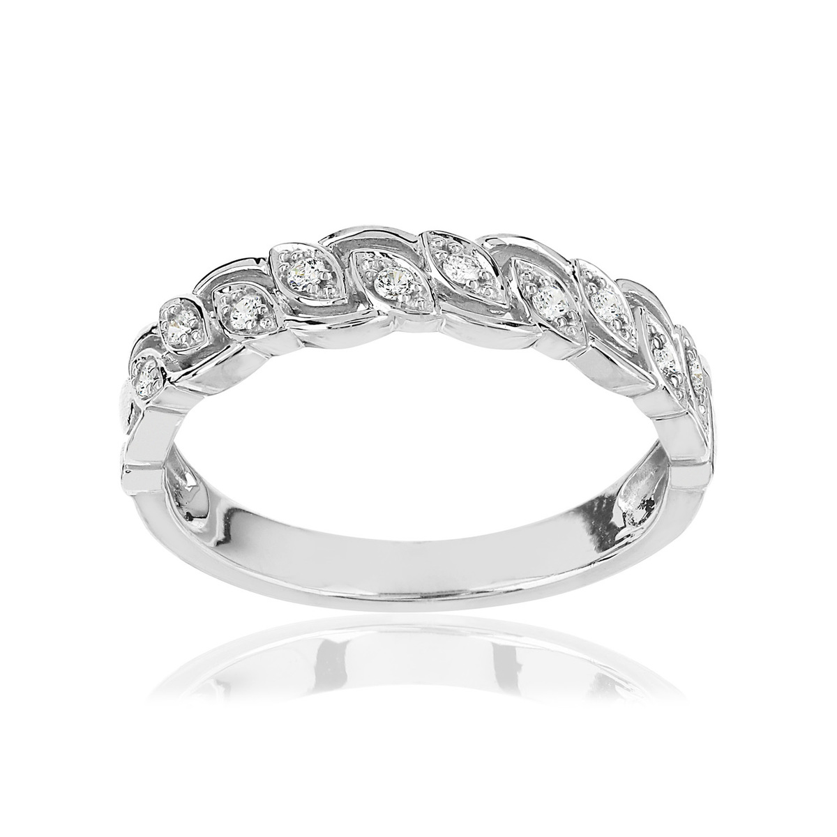 Bague or 375 blanc diamants