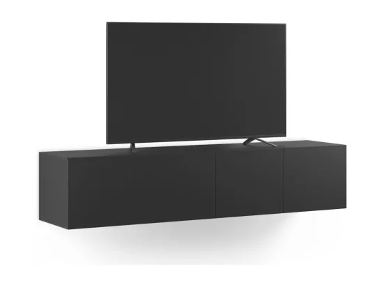 Nexa - Meuble TV suspendu 4 portes en bois L180cm - Noir
