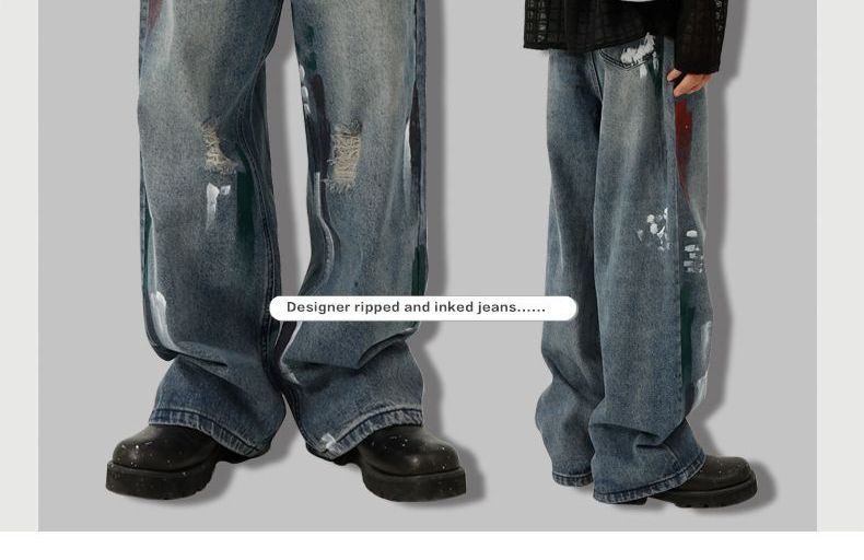 FAERIS - Versleten jeans met wijde pijpen