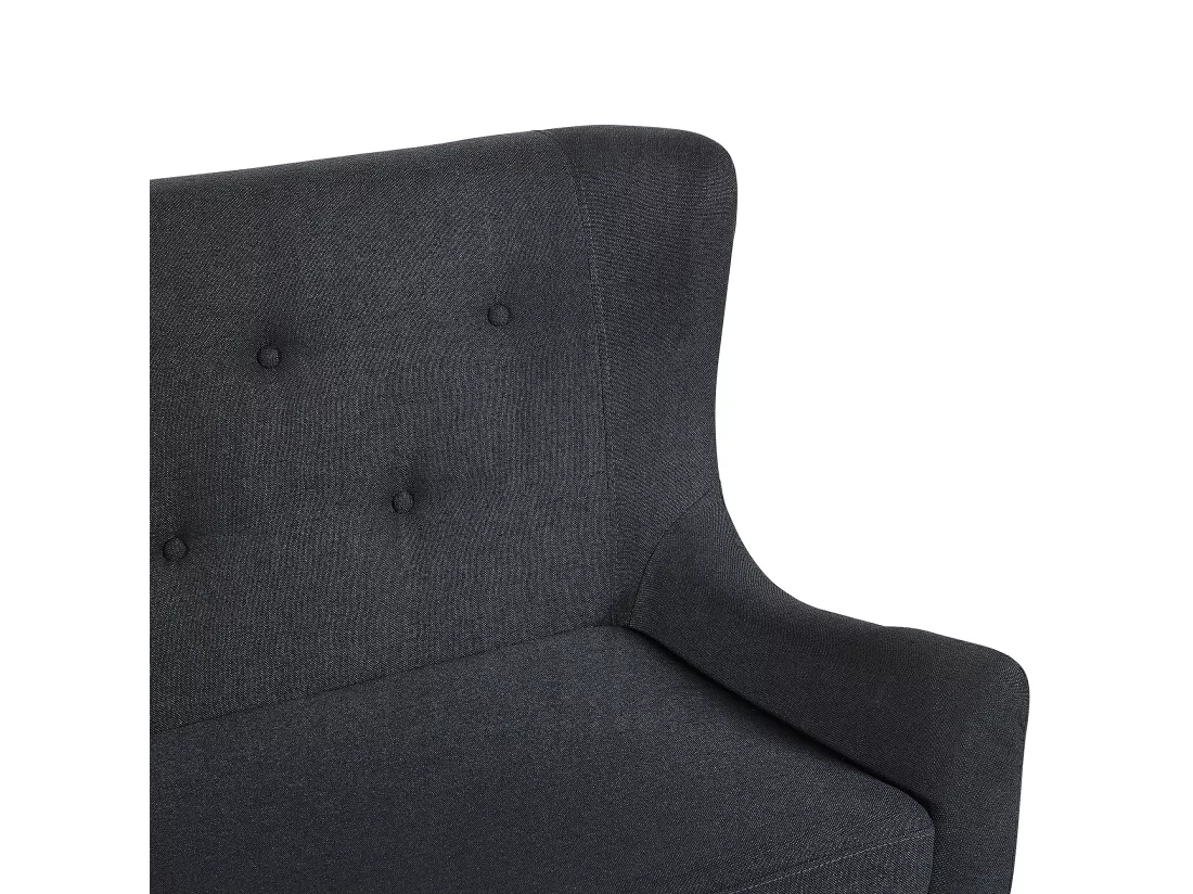 Canapé banquette 2 places en tissu noir SKIBBY