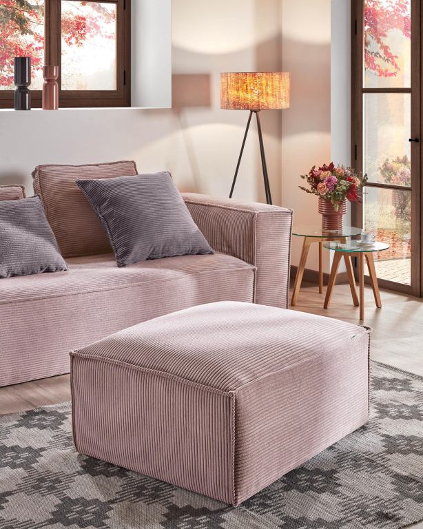 Kave Home Blok 3-zits bank met chaise longue links green corduroy
