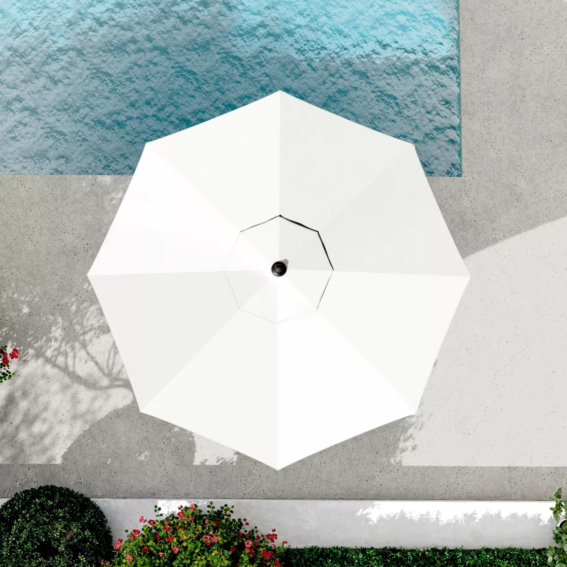 Parasol rond aluminium (D3,5 m) Yucatan effet Bois et blanc