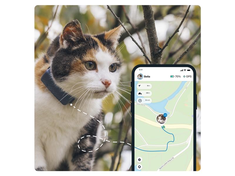 tractive GPS-Tracker CAT Mini LTE, Dunkelblau GPS Tracker für Katzen