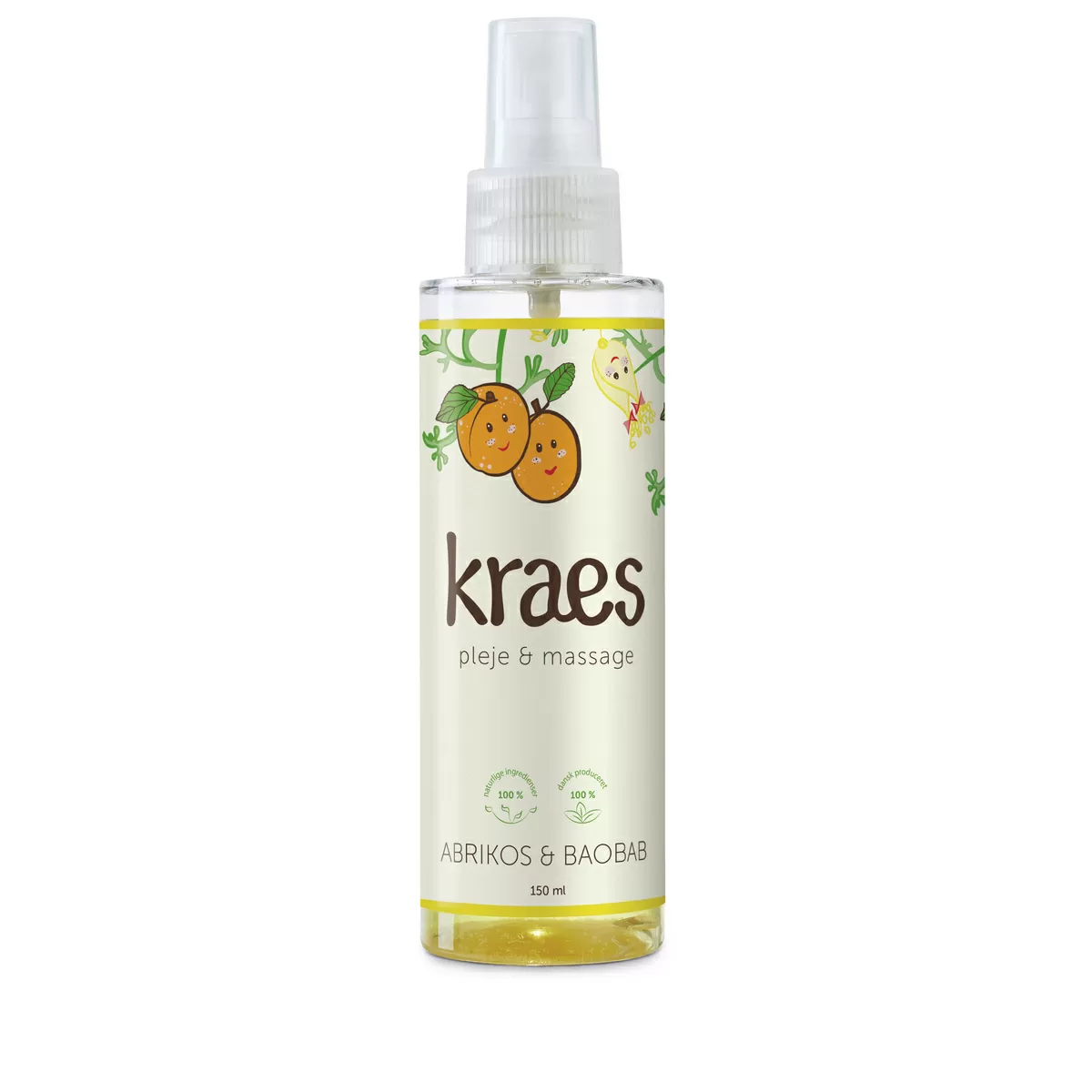 KRAES Pleje & Massageolie m. Abrikos/Baoba - 150 ml