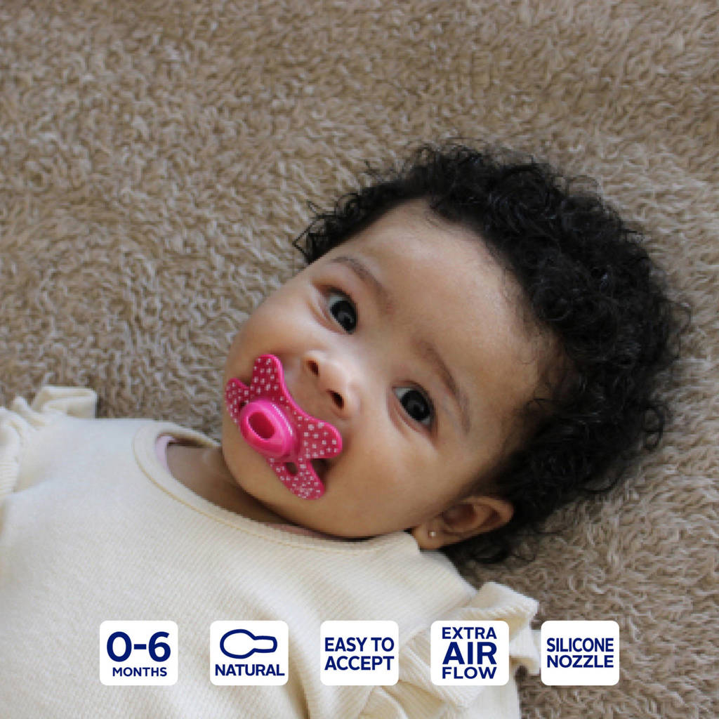 Natural Fopspeen - 0 tot 6 Maanden - Paars met printje - 2 stuks
