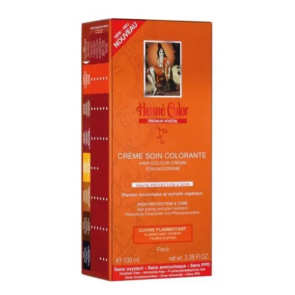 Creme de coloração capilar com henna, tom cobre vibrante, 100ml