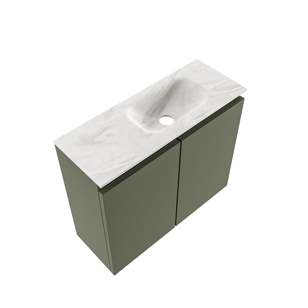 Mondiaz Ture DLux toiletmeubel 60cm army met wastafel ostra rechts met kraangat