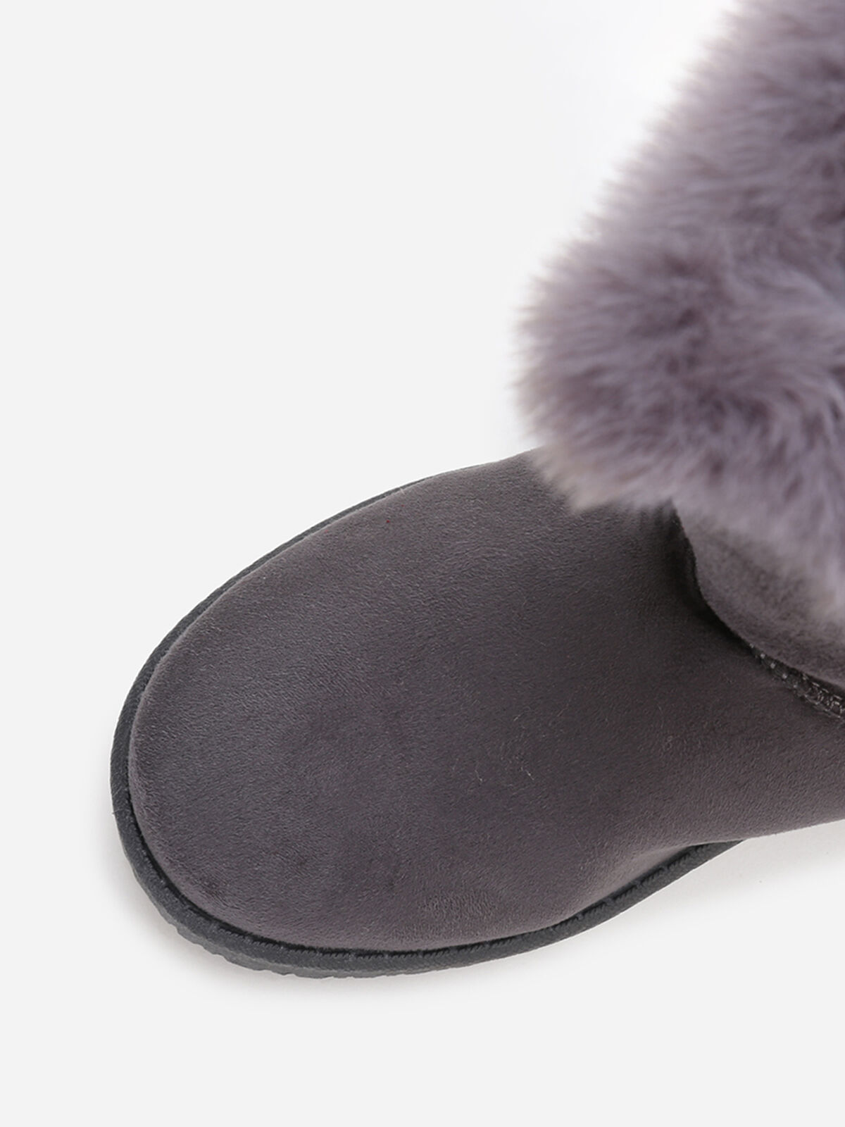 Boots en suédine et fausse fourrure à scratchs- Gris