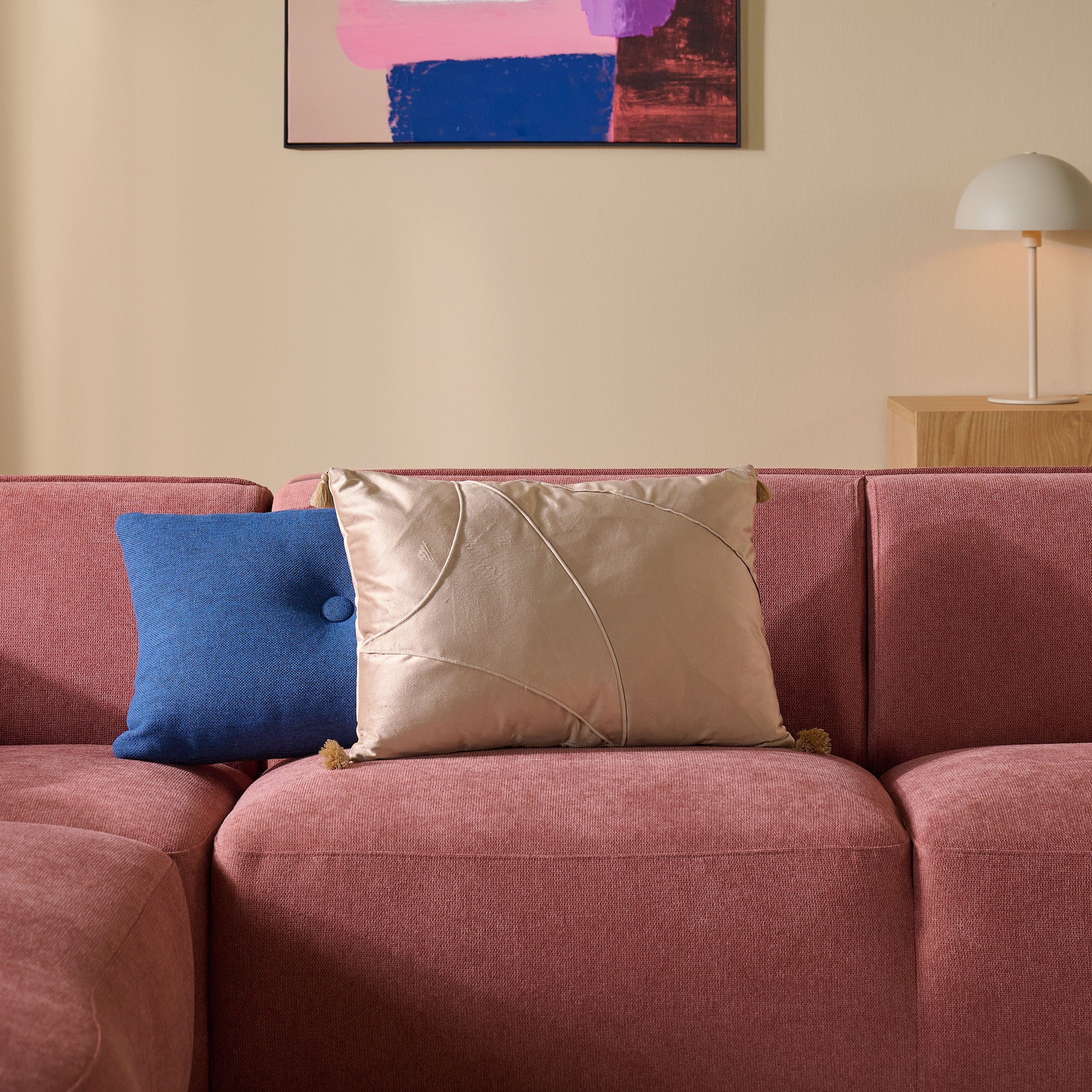 by fonQ Soft Hoekbank Links - Open Eind - Micro Chenille - Oud Roze