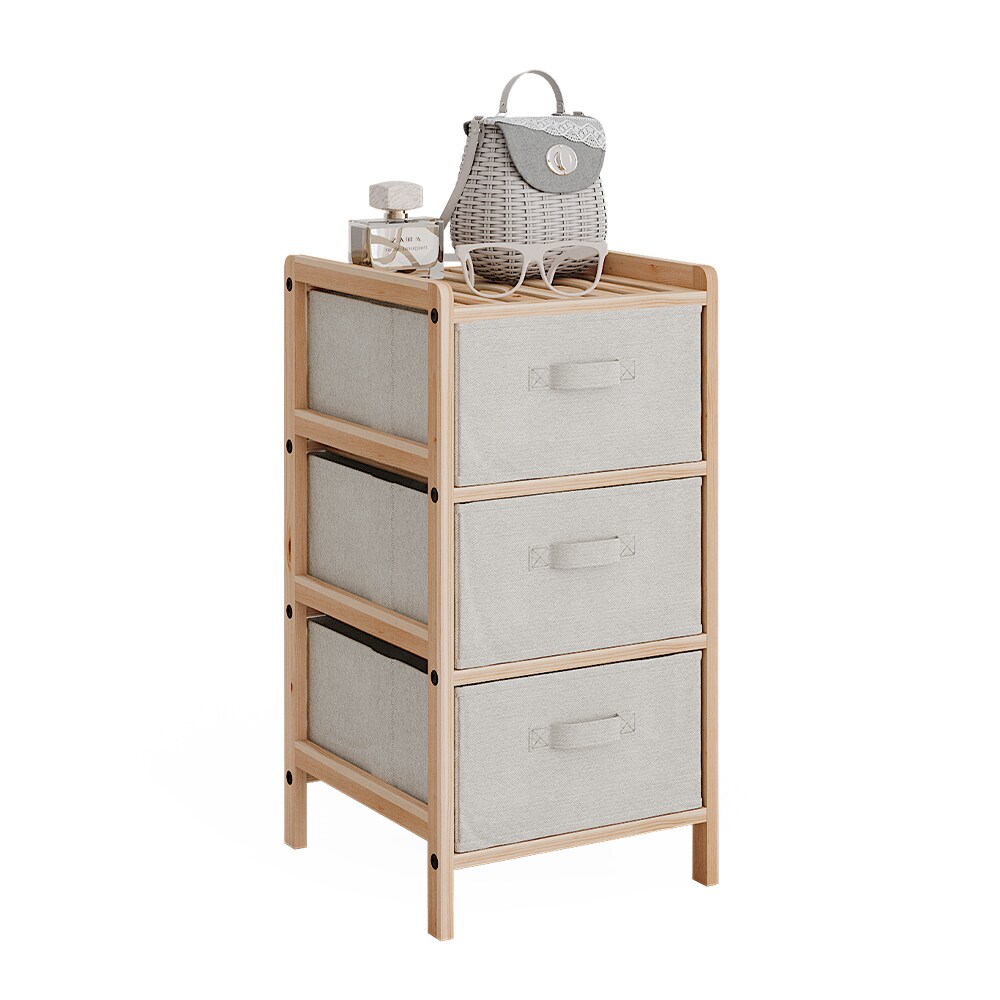 Vicco Badschrank Bruno Beige 34,5 x 67 cm mit 3 Stoffschubladen