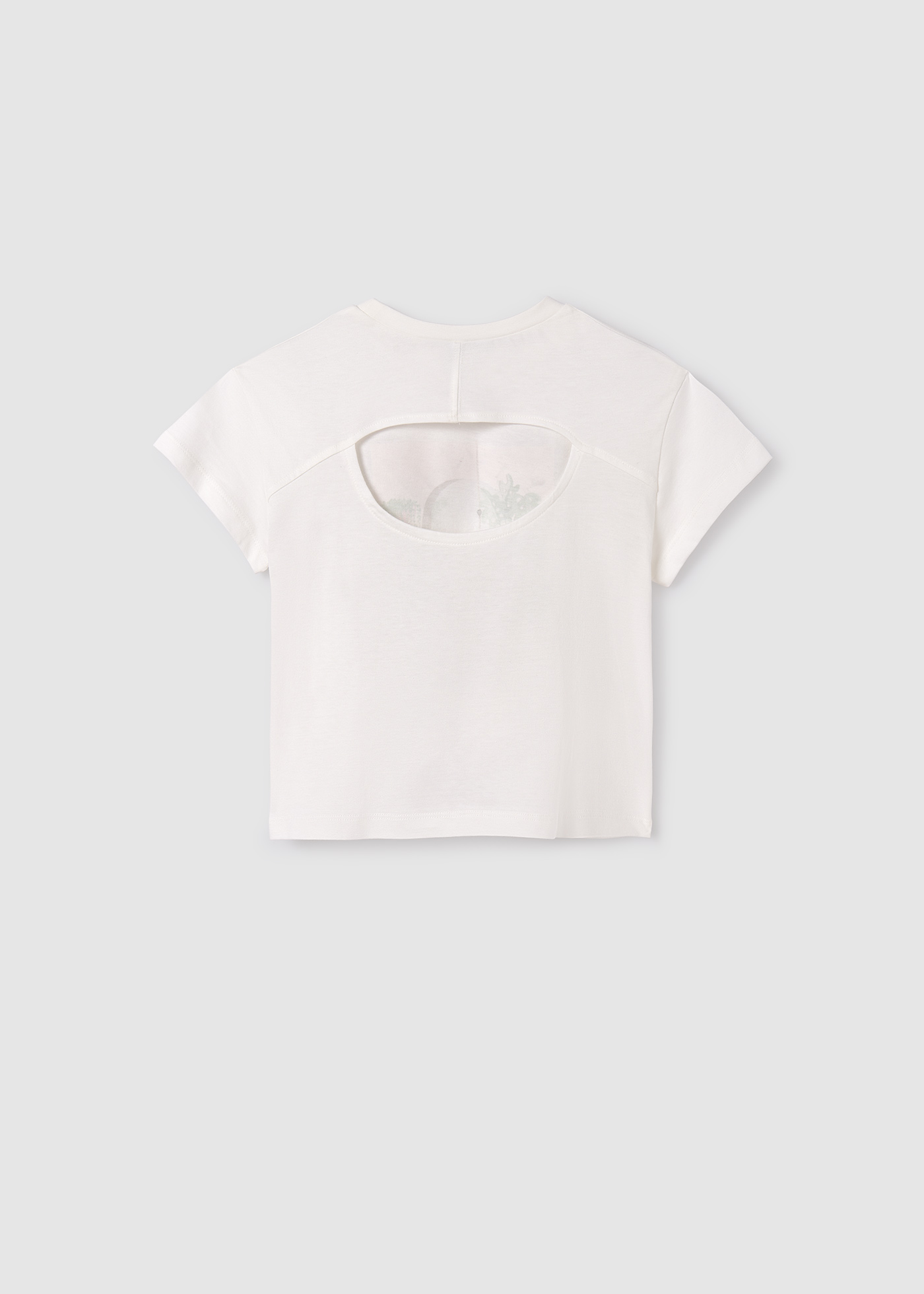 Camiseta feminina Better Cotton com recorte nas costas