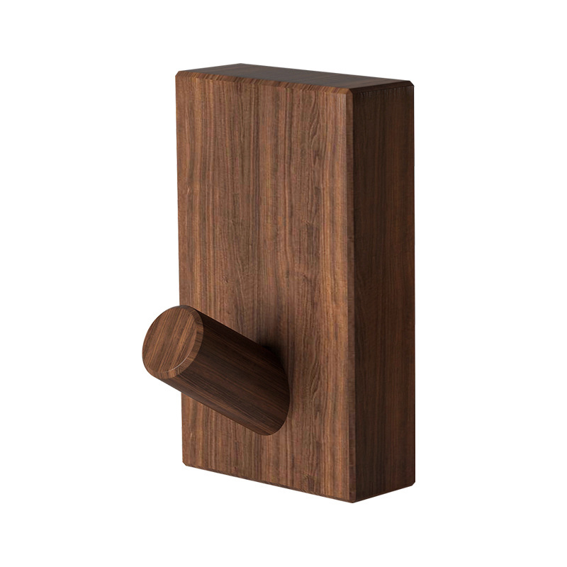 (4x8cm) Walnussholz Garderobe Wandhaken Selbstklebender Handtuch / Kleiderhaken - Braun