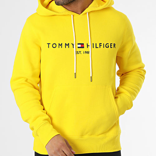 Sweat Capuche Tommy Logo 1599 Jaune