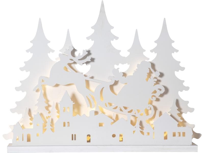 Star Trading Tischdeko Grandy, 80 cm, Holz, Weiss Beleuchtete Weihnachtssilhouette