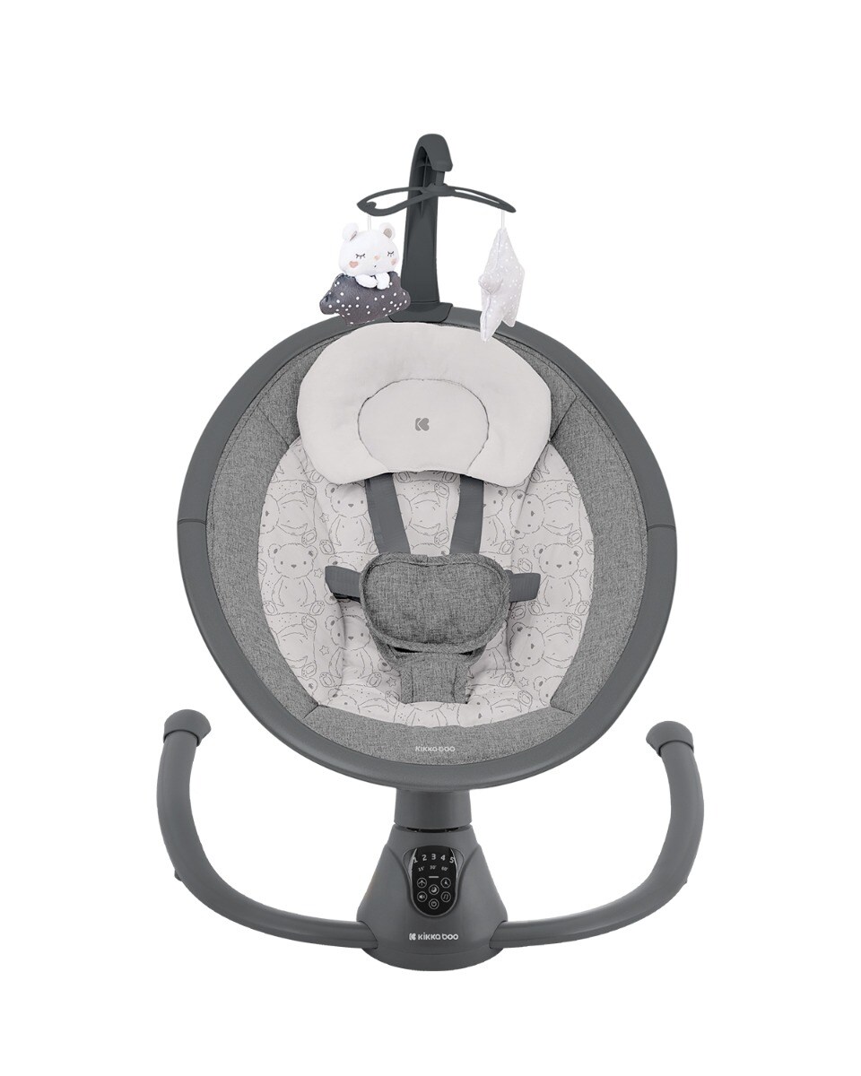 Kikkaboo elektrische Babywippe Twiddle, Schaukelfunktion, Fernbedienung, Timer dunkelgrau
