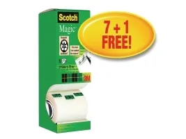 Tape, Scotch, Magic usynlig tape, 8 ruller, 19 mm x 33 m