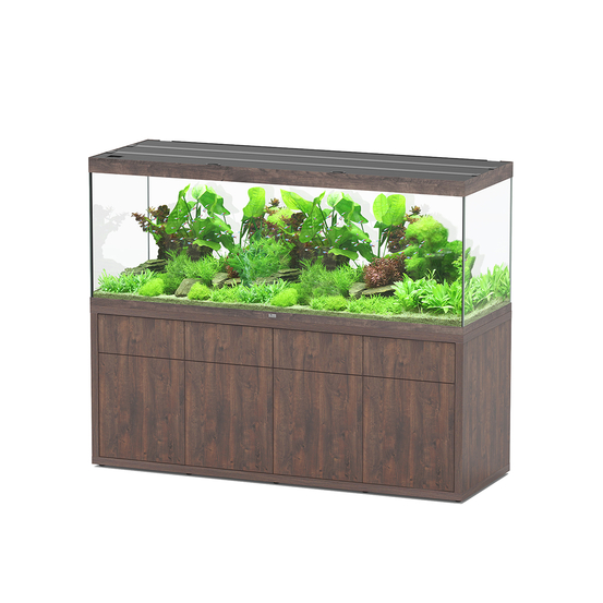 Aquarium et Meuble 4 portes Sublime Led Chêne Brun L200x P70x H75 cm