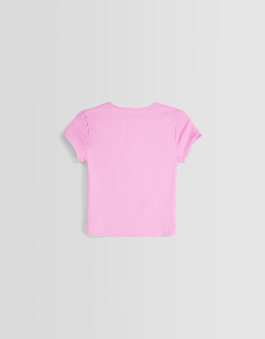 Camiseta canelada de manga curta