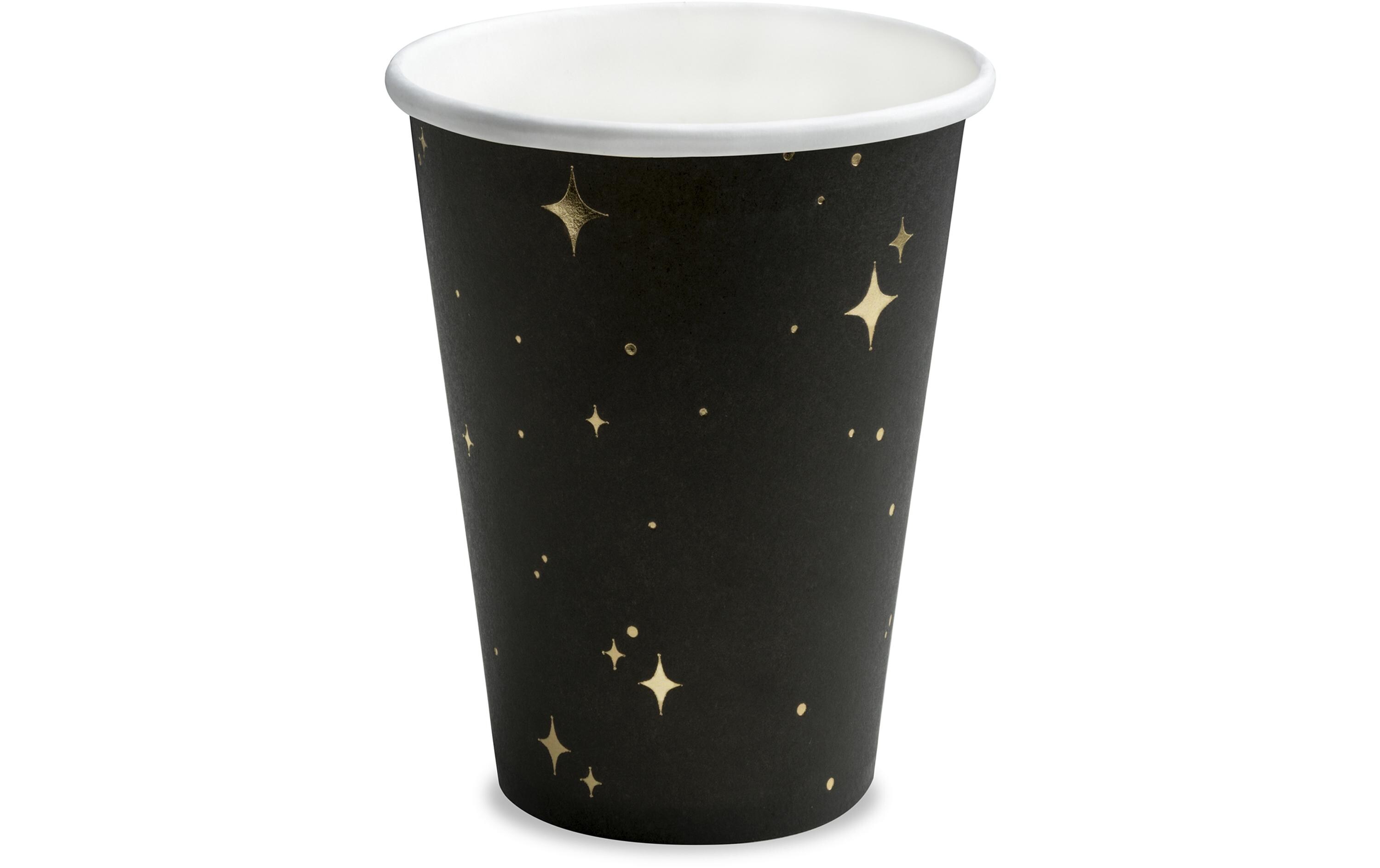 Einwegbecher Let's Celebrate 260 ml, 6 Stück, Gold/SchwarzPappbecher für Partys