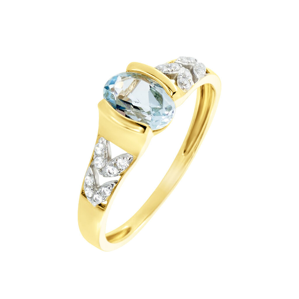 Solitaire Laetitienne Or Jaune Topaze Oxydes