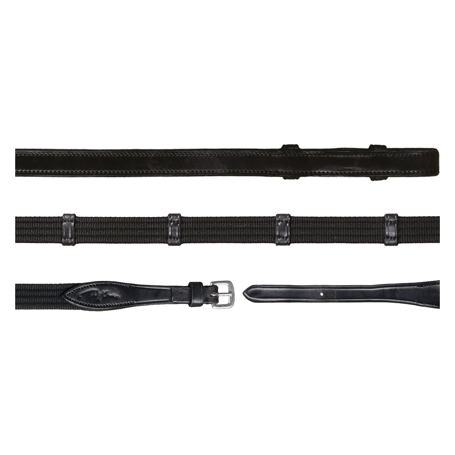 Dy'on Gurtzügel mit 9 Lederstegen NEW ENGLISH COLLECTION  - schwarz - Warmblut