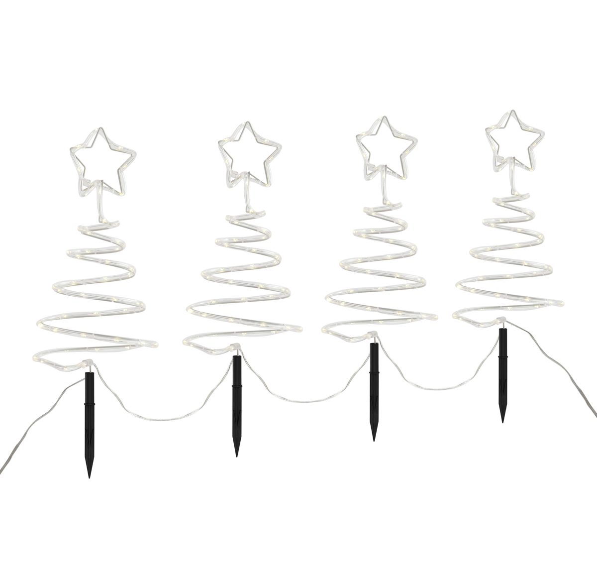 Set van 4 kerst prikspots wit kerstboom incl. LED IP44 - Puno