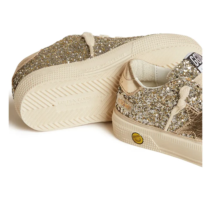 Golden Goose Baskets Lacets May Paillettes | Blanc