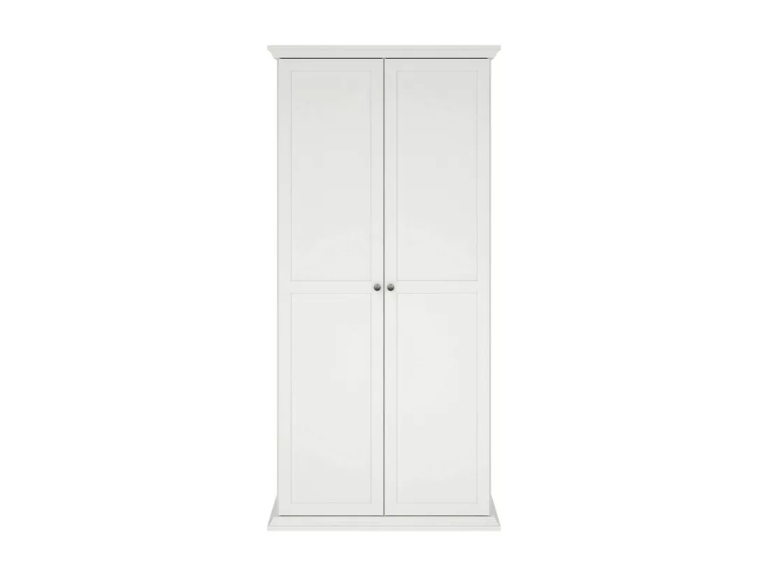 Garde-robe 2 portes Dscapol, Meubles de chambre, Penderie de plain-pied, Placard à vêtements, 96x63 h200 cm, Blanc