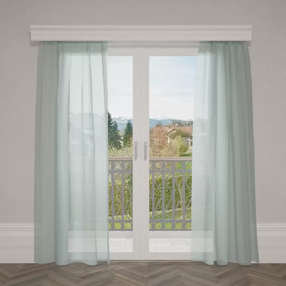 Tagvorhang Voile Blau