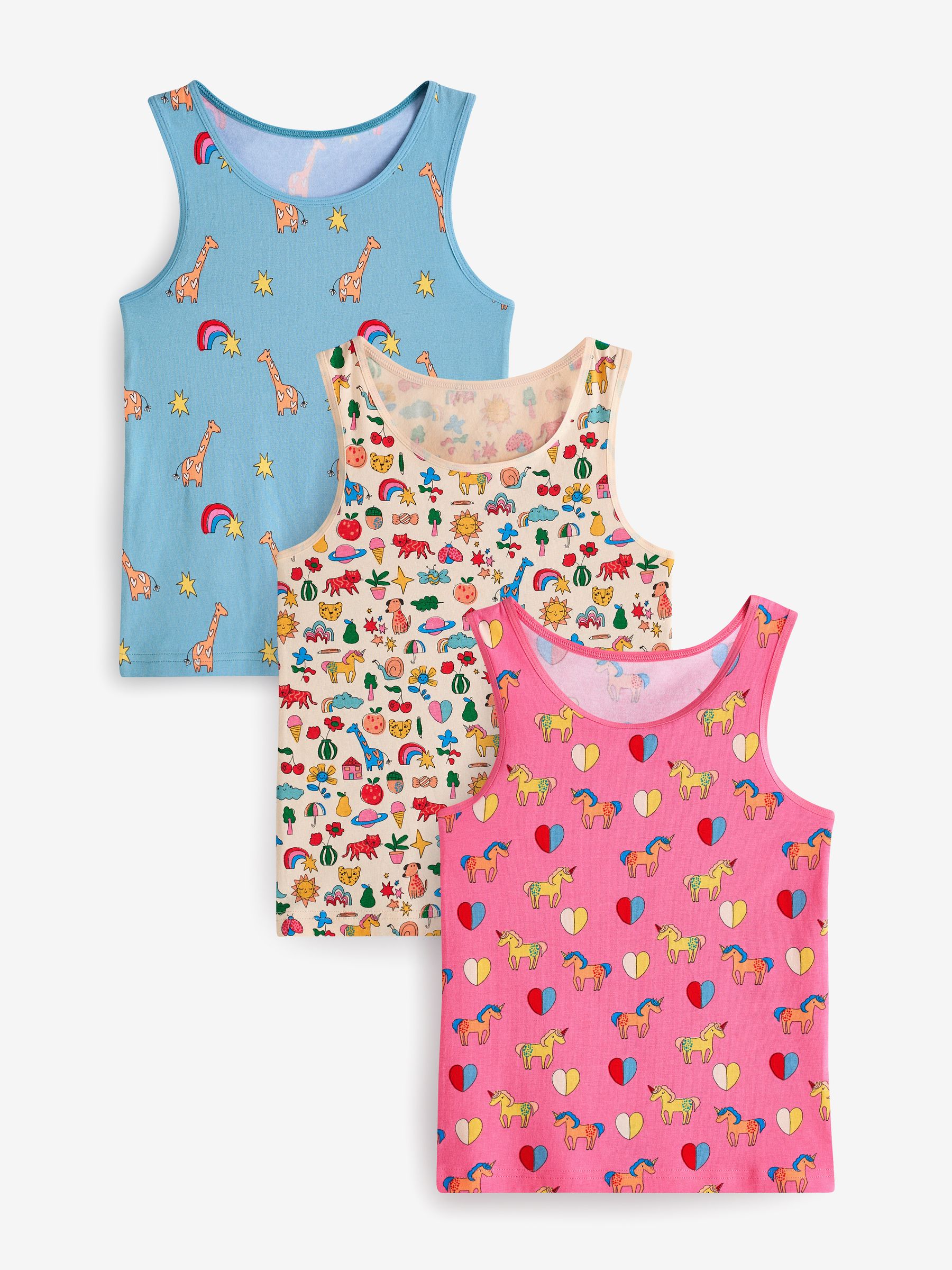 Roze/blauw - Set van 3 hemdjes met feeënprint (1,5-16 jr)