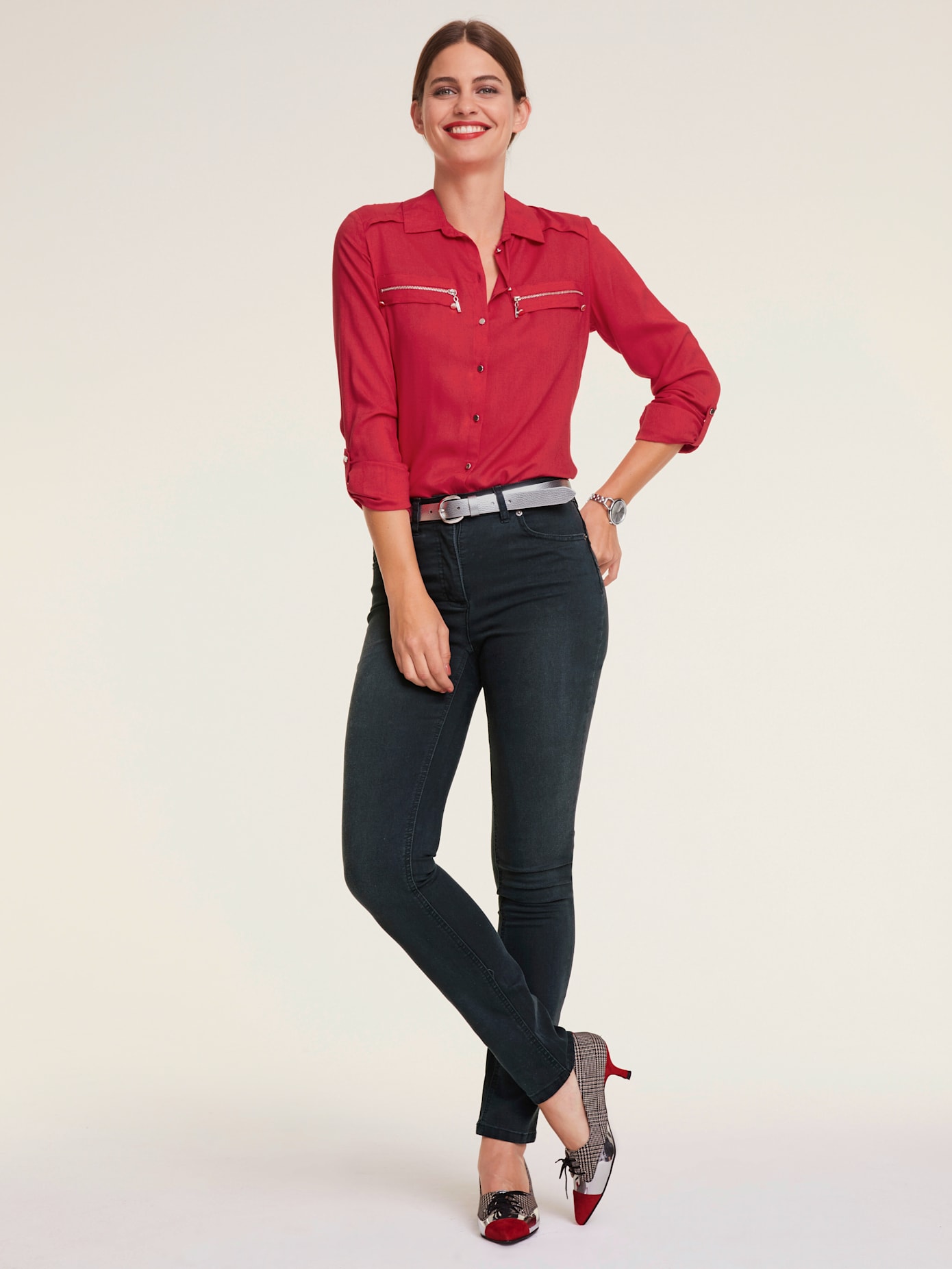 Jeans effet ventre plat coupe skinny tendance