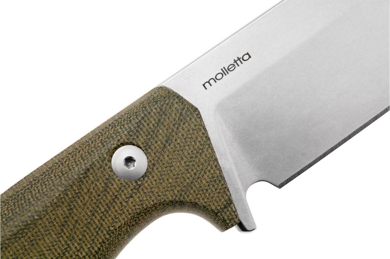 LionSteel T6 Stonewashed, Green Canvas Micarta T6-CVG vaststaand mes