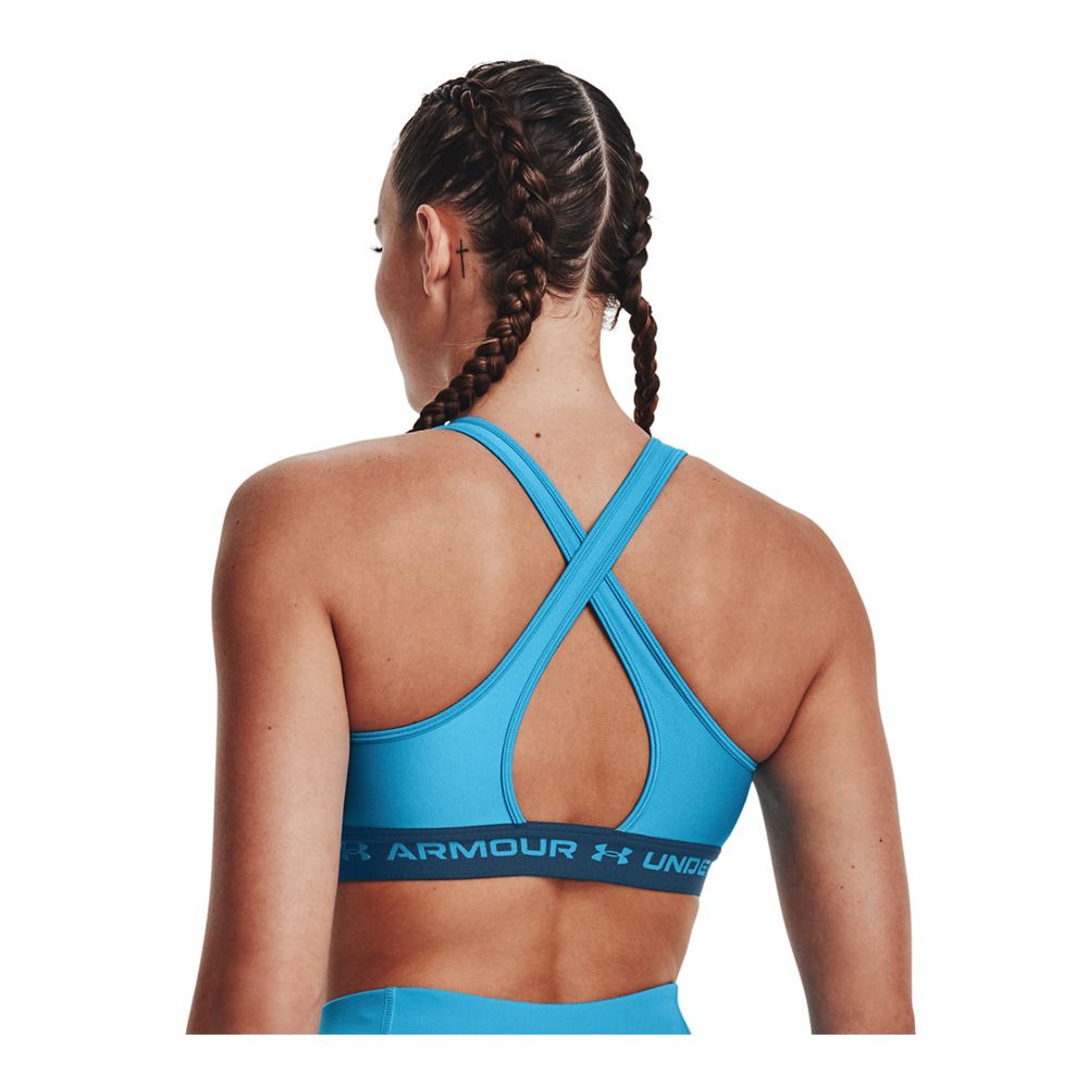 Under Armour CROSSBACK MID - Brassière Femme blue