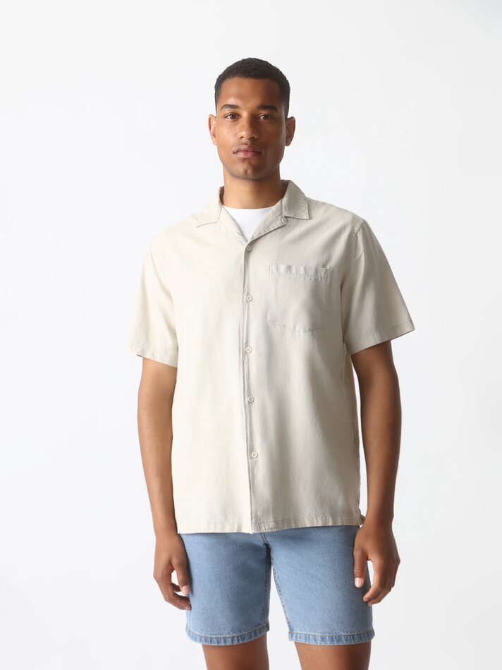Camisa de algodão e linho - Areia