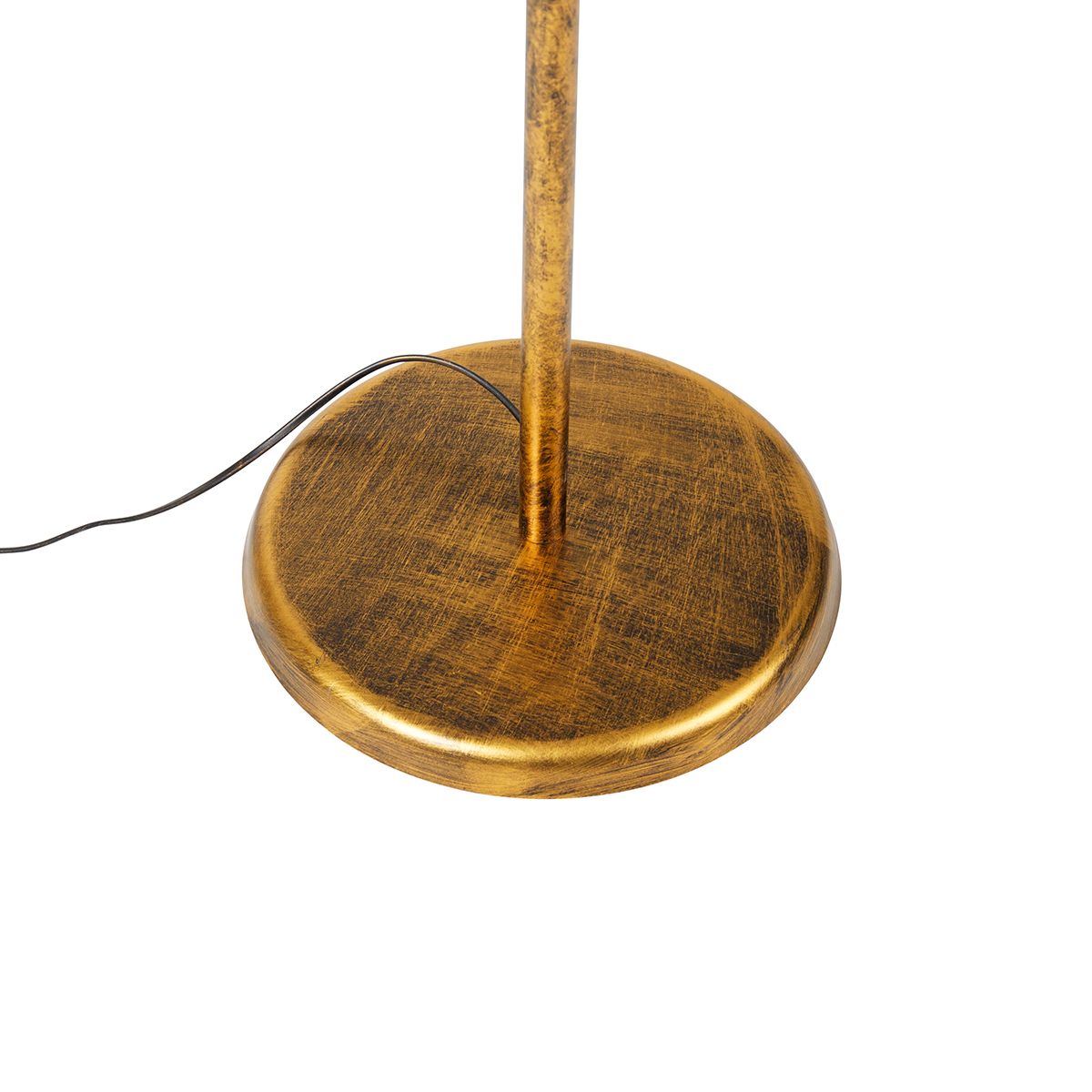 Vintage vloerlamp antiek goud met kap groen - Linden