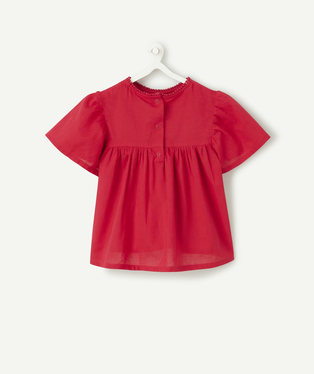 chemise manche courte bébé fille rouge broderies anglaises