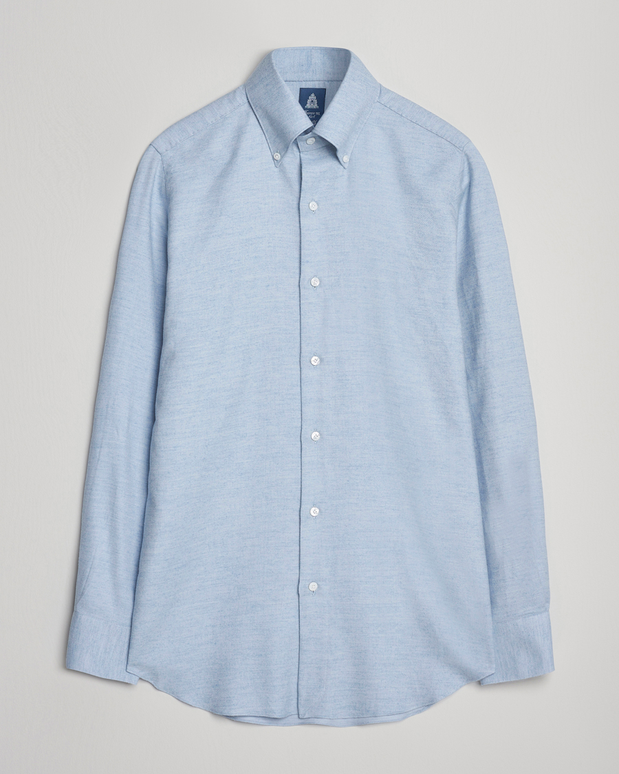 Finamore Napoli Milano Slim Cashmere BD Shirt Light Blue
