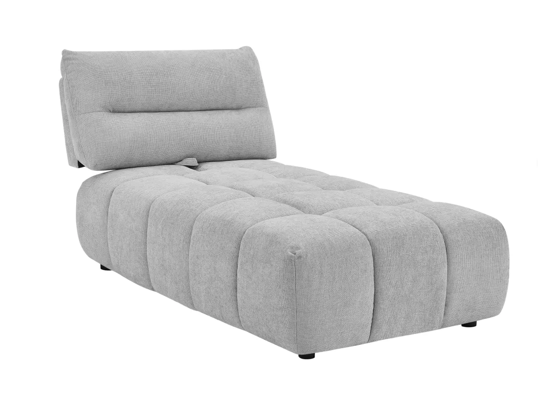 Méridienne dossier avance-recule en tissu texturé gris clair APOLIU
