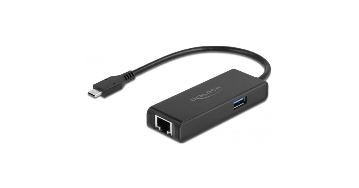 DeLOCKUSB-C Adapter naar 2,5 Gigabit Lan met USB-A female  (Zwart)