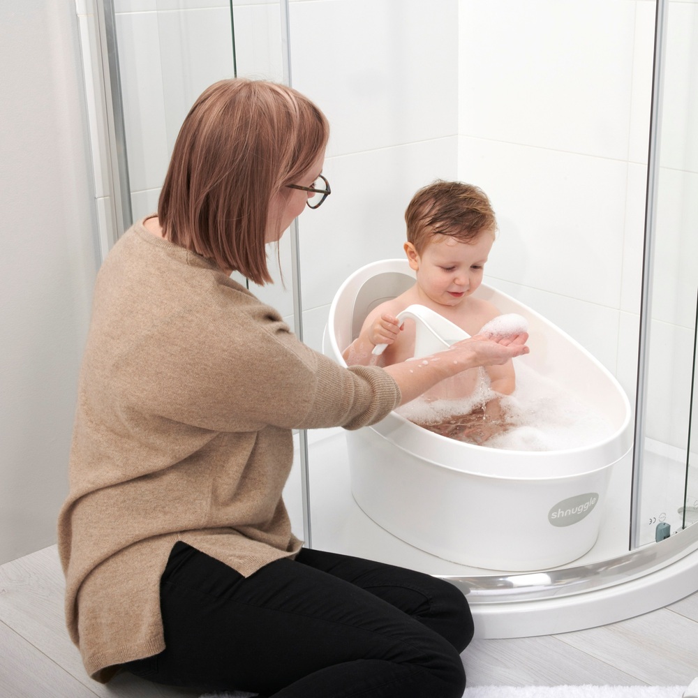 Shnuggle Babybadewanne ab 12 Monaten, Weiß & Hellgrau