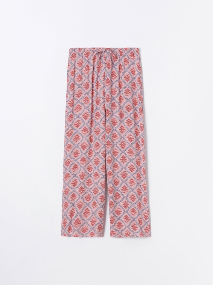 Calças culote de algodão - Rosa